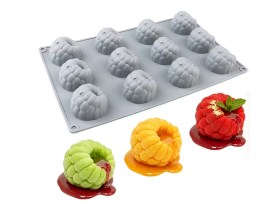 Molde silicona 12 frambuesas inclinadas